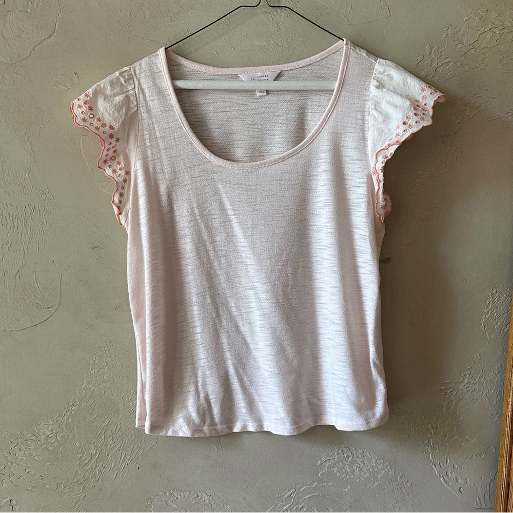 Lauren Conrad Pink Lace Sleeve Women's Top